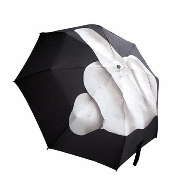 Umbrella Middle Finger Up Three Foldable Anti-Sun Rain Windproof Creative