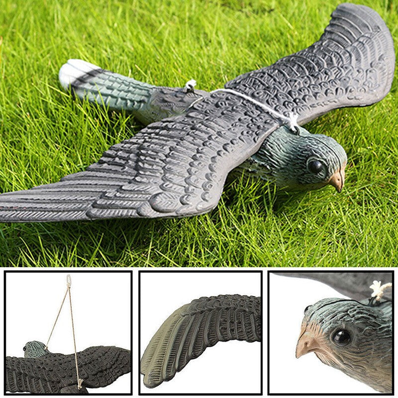 Decoy Hawk Garden Falcon Bird Pest Deterrent Cat Repeller Flying Pond Scarer 20'