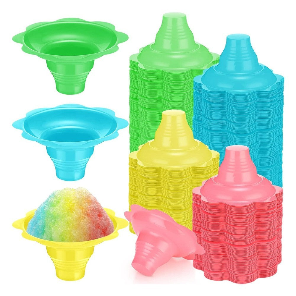 200 Pieces 4 Oz  Shaved Ice Cups Flower Shaped Snow Cone Cups Leak Proof