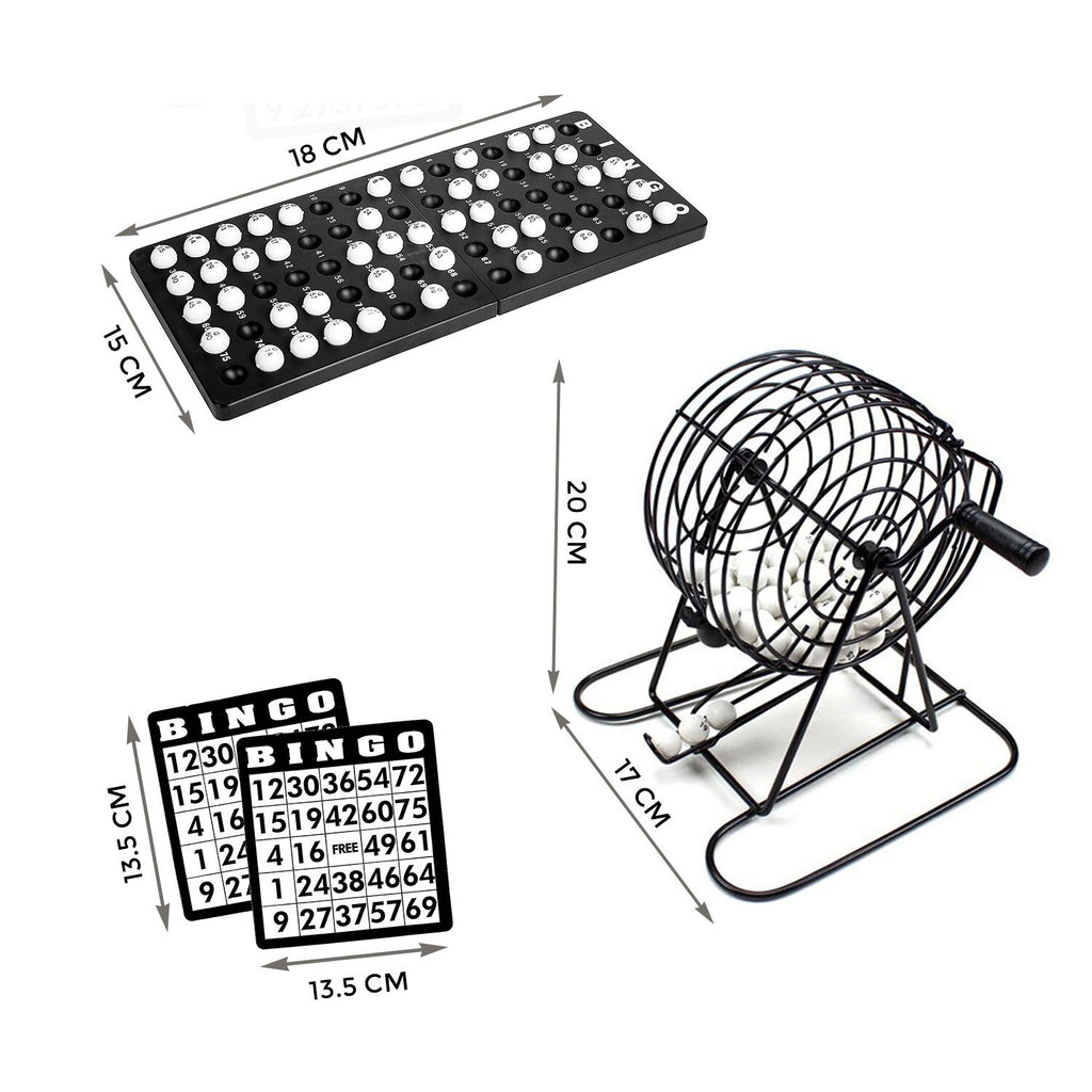 Traditional Bingo Set Wire Cage Bingo Ball Lotto Game Party Card Marker Ticket