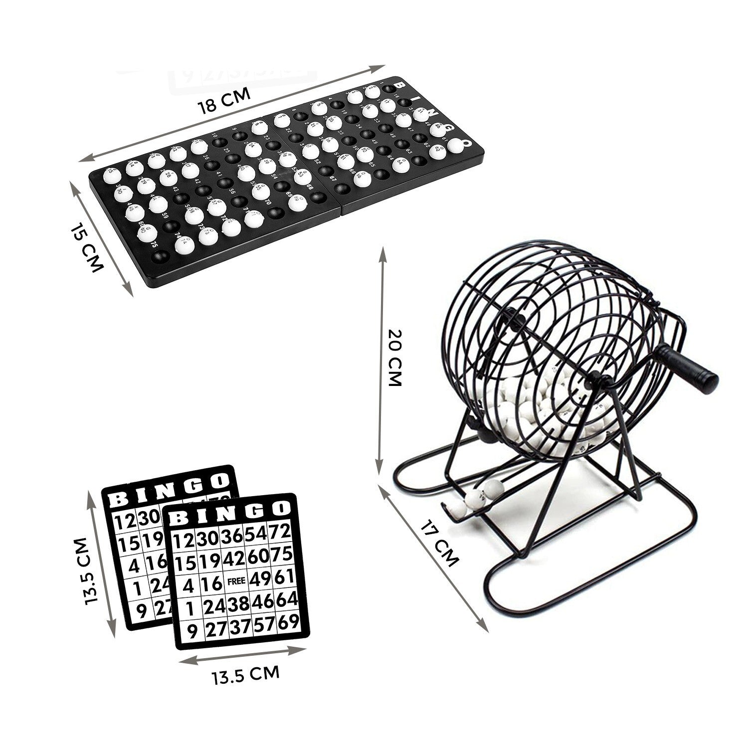 Traditional Bingo Set Wire Cage Bingo Ball Lotto Game Party Card Marker Ticket