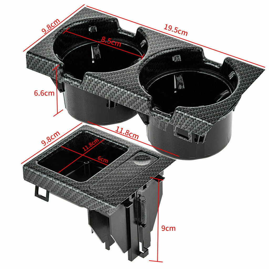 Carbon Fiber Style Center Console Cup Drink Holder For BMW 3 Series E46 99-06