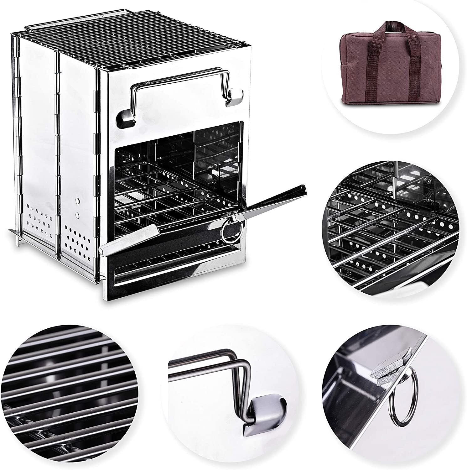 Wood Burning Stove Portable Foldable Grill Outdoor Camping Cookware Barbecue BBQ