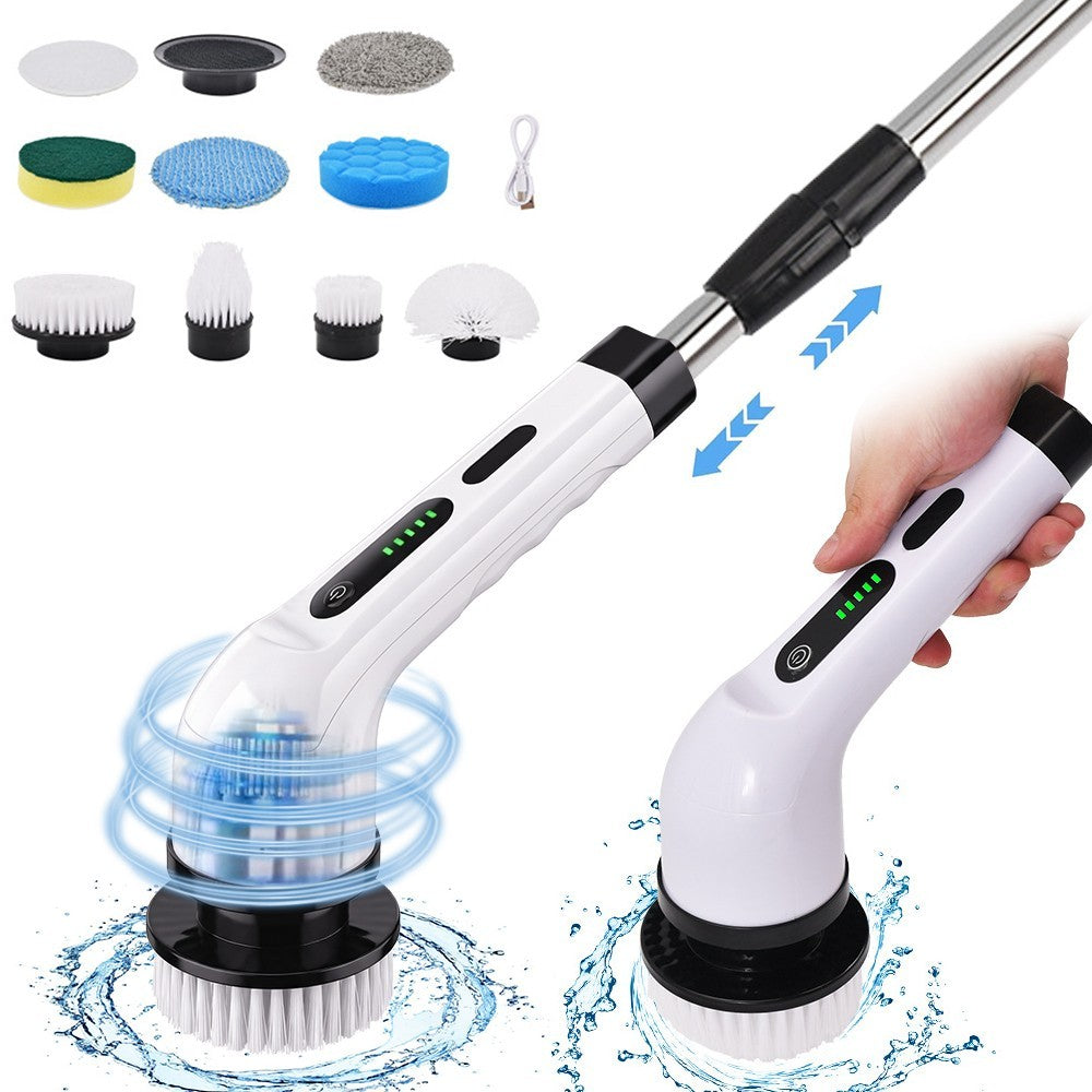Electric Cordless Spin Scrubber Handheld Cleaning Brush Turbo Scrub Tool 9 in 1
