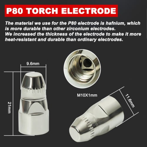 70pcs P80 Plasma Cutter Torch Electrode Cups Tip Welding Consumables