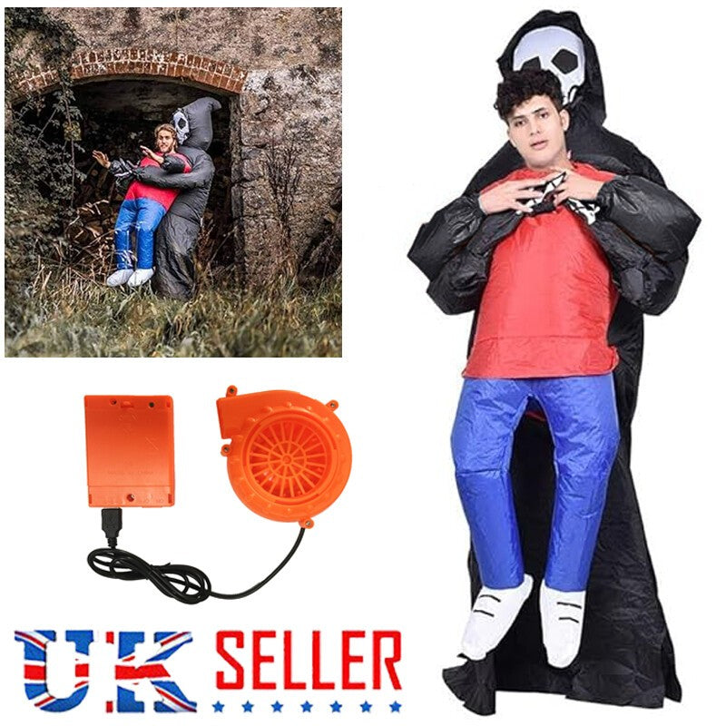 Kids Grim Reaper Pick Me Up Inflatable Costume Boys Girls Halloween Fancy Dress