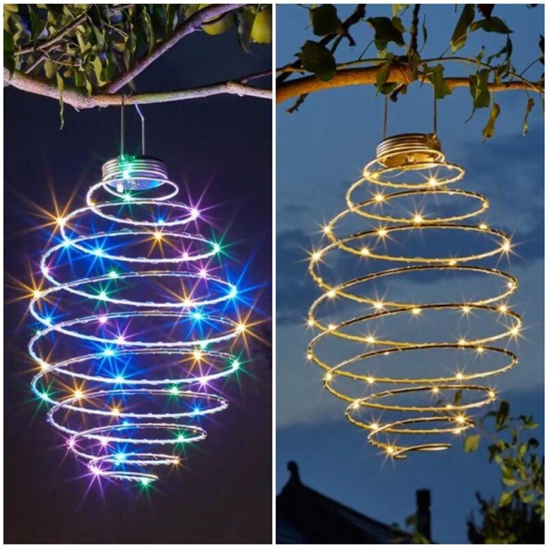 Solar Spiral Light LED Warm White Rainbow Outdoor Patio Garden Fence Decor