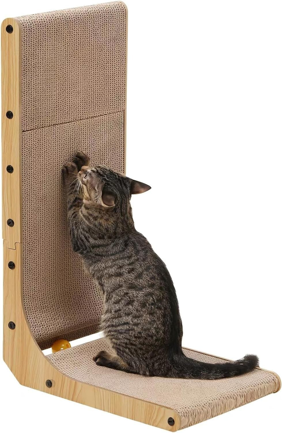 L Shape Corrugated Cardboard Cat Scratcher X Large 68cms Length MDF Wood Frame