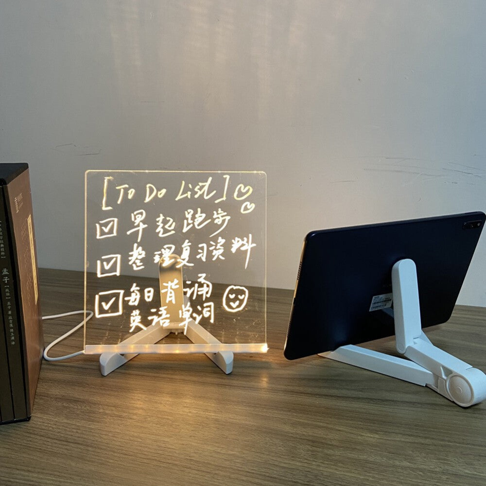USB LED Night Light Acrylic Message Note Board Lamp Children Gifts Bedroom Decor