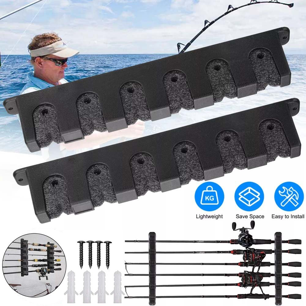 Fishing Rod Rack Vertical Holder Horizontal Wall Mount Boat Pole Stand Storage