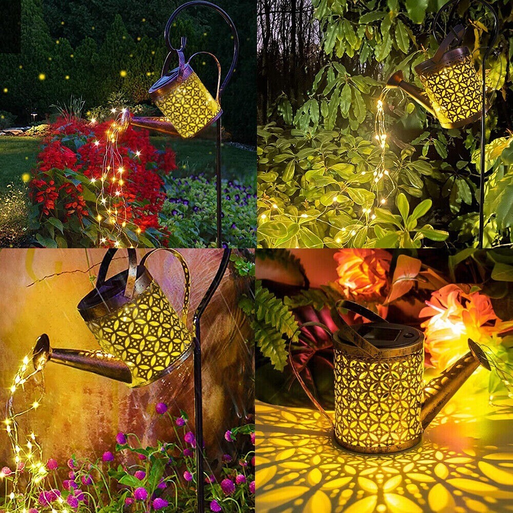 Outdoor LED String Lights Solar Lamp Garden Hollow Kettle Shower Landscape Light