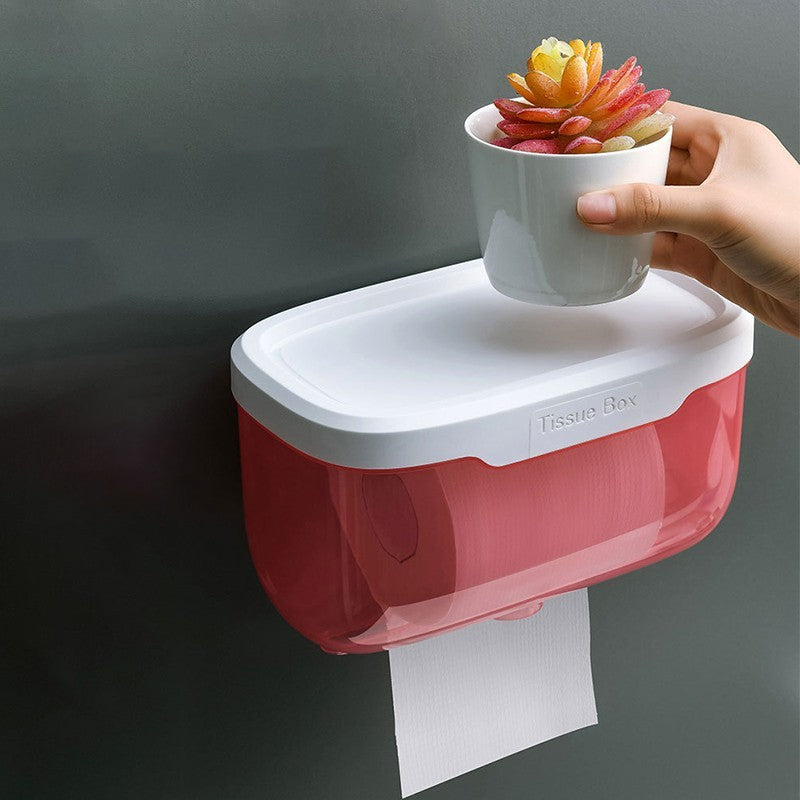 Wall Mounted Toilet Paper Holder Waterproof Tissues Box Shelf Bathroom Organizer