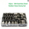 Rubber Lined Stainless Steel P Clip Hose Clamp Set Pipe Cable Clips Kit 6mm–19mm