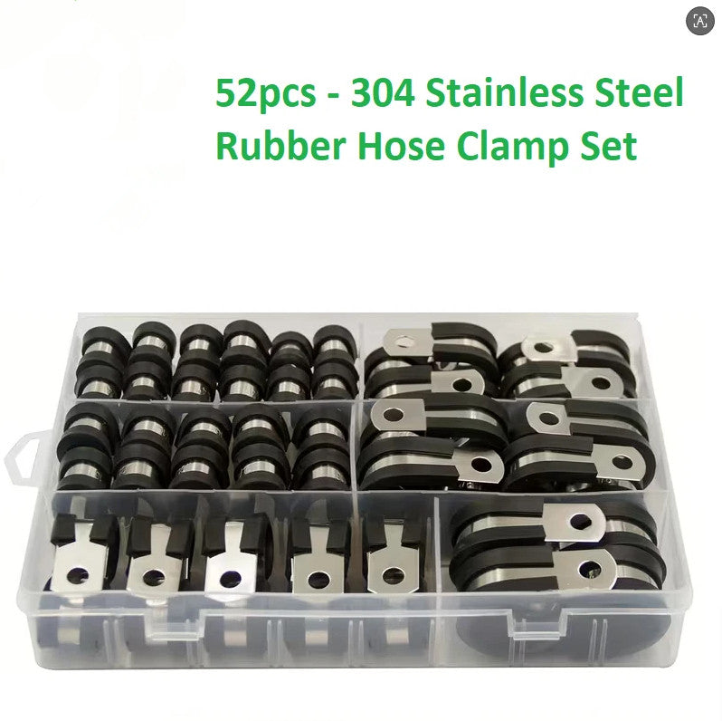 Rubber Lined Stainless Steel P Clip Hose Clamp Set Pipe Cable Clips Kit 6mm–19mm