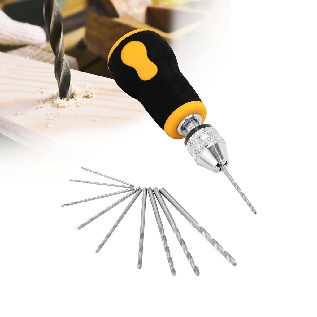 Tiny Handheld Manual Drill with 10pcs Precision Bits Ideal for Jewelry Making*