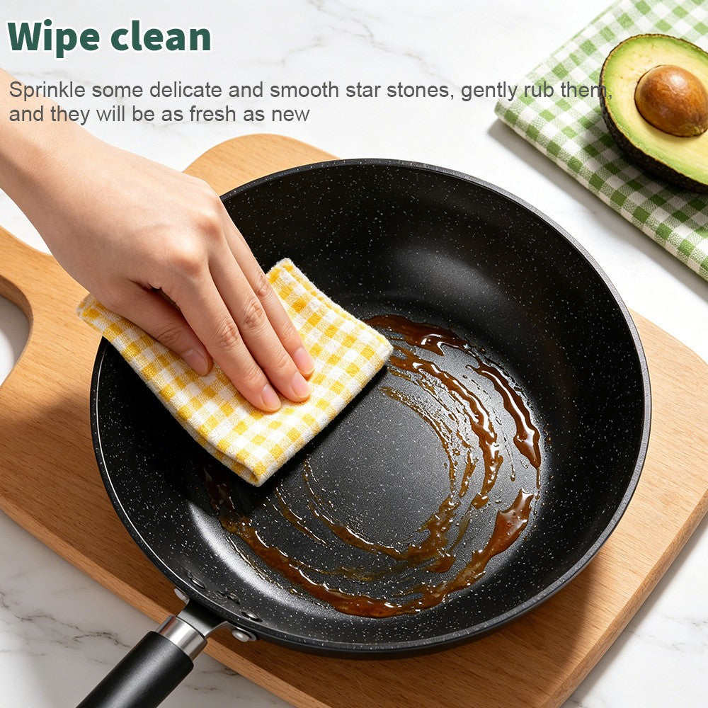 32CM Non Stick Frying Pan Wok Pan Anti-Scalding Handle w/ Lid For Gas, Electric