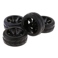 4 Pcs RC Black Tires,1/10 Scale, 6 Spoke Plating Wheels | Off Road Car, For HSP