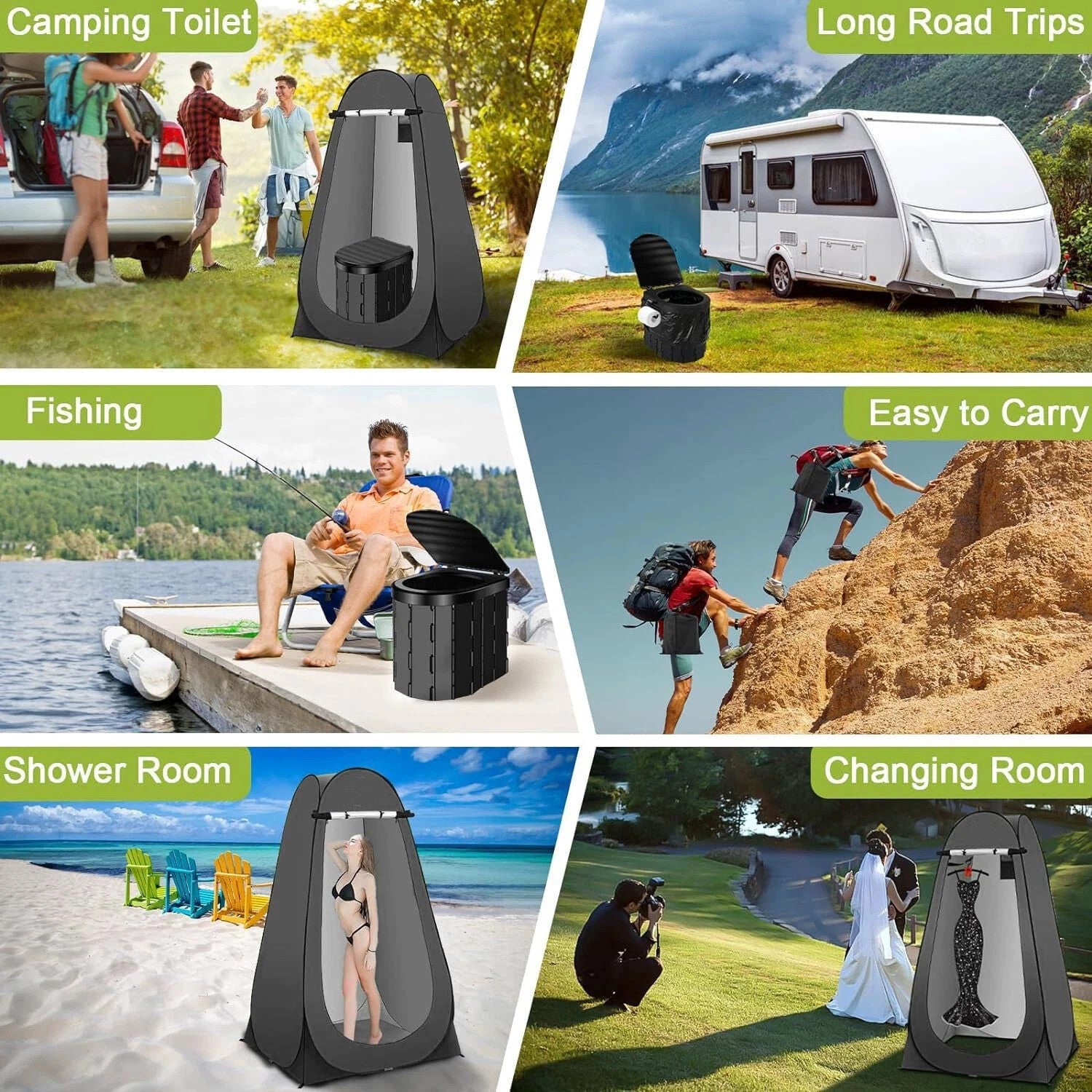 Folding Portable Camping Toilet Car Emergency Portable Travel Commode UK FAST