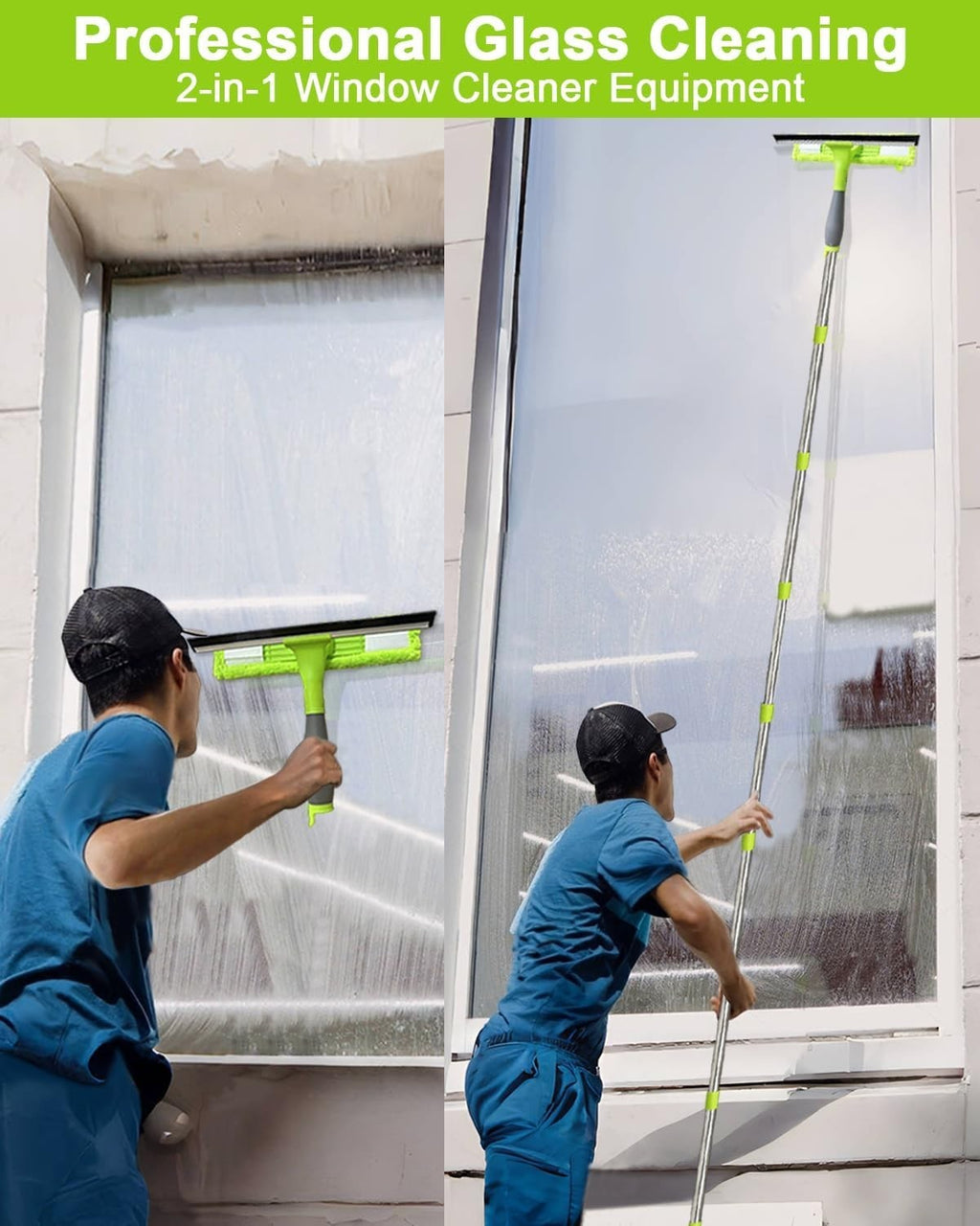 Telescopic Extendable Window Cleaner Equipment Glass Cleaning 4.5m Squeegee Tool