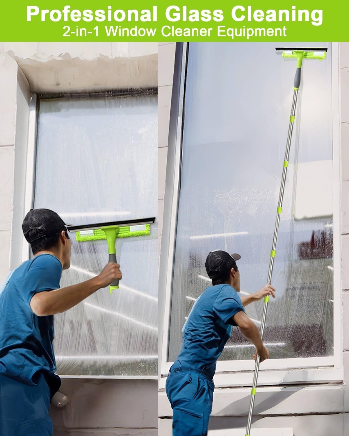 Telescopic Extendable Window Cleaner Equipment Glass Cleaning 4.5m Squeegee Tool