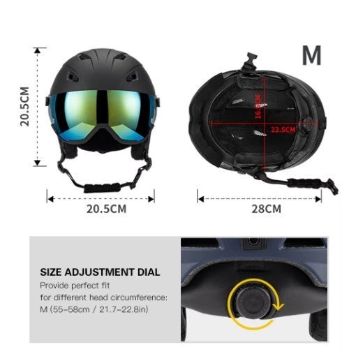 Integrated Ski Helmet Men and Women Snowboard Helmet with Removable Visor Goggle