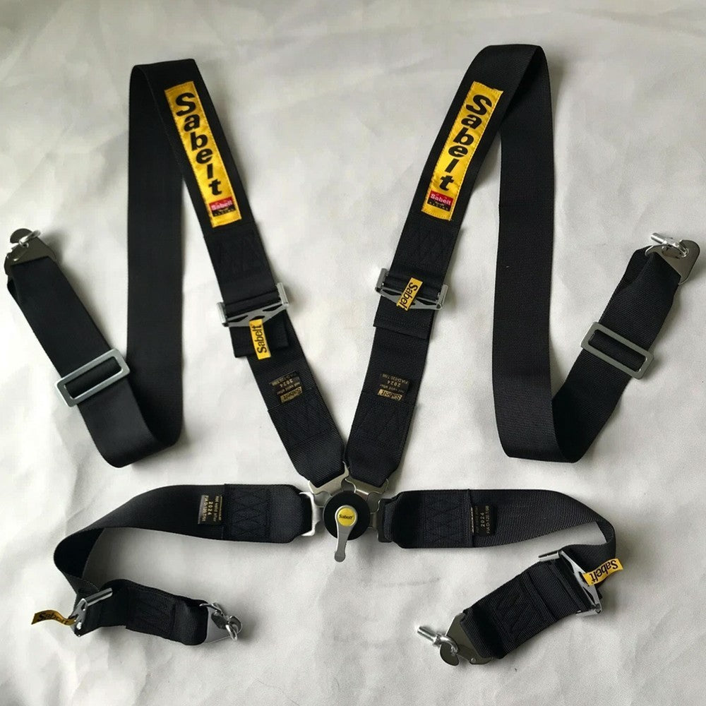 Universal Sabelt 4 Point Camlock Quick Release Racing Seat Belt Harness 3” Black