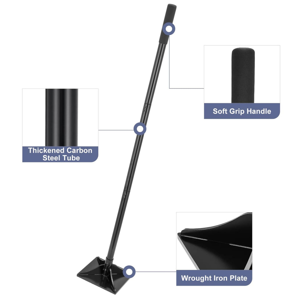 Heavy-Duty Steel Tamper with 123cm Detachable Handle Ergonomic Rubber Grip UK