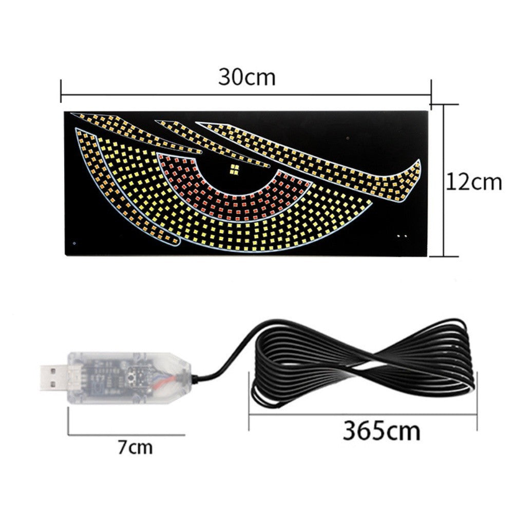 USB Dynamic Devil Eyes LED Matrix Light for Car Window with Strobe Function