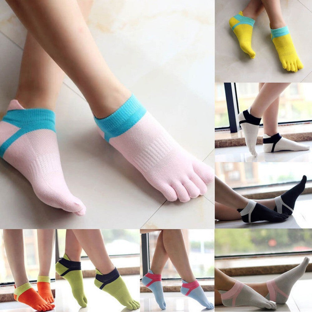 Womens Cotton Toe Socks Pure Sports Five Finger Socks Breathable 1 pairs