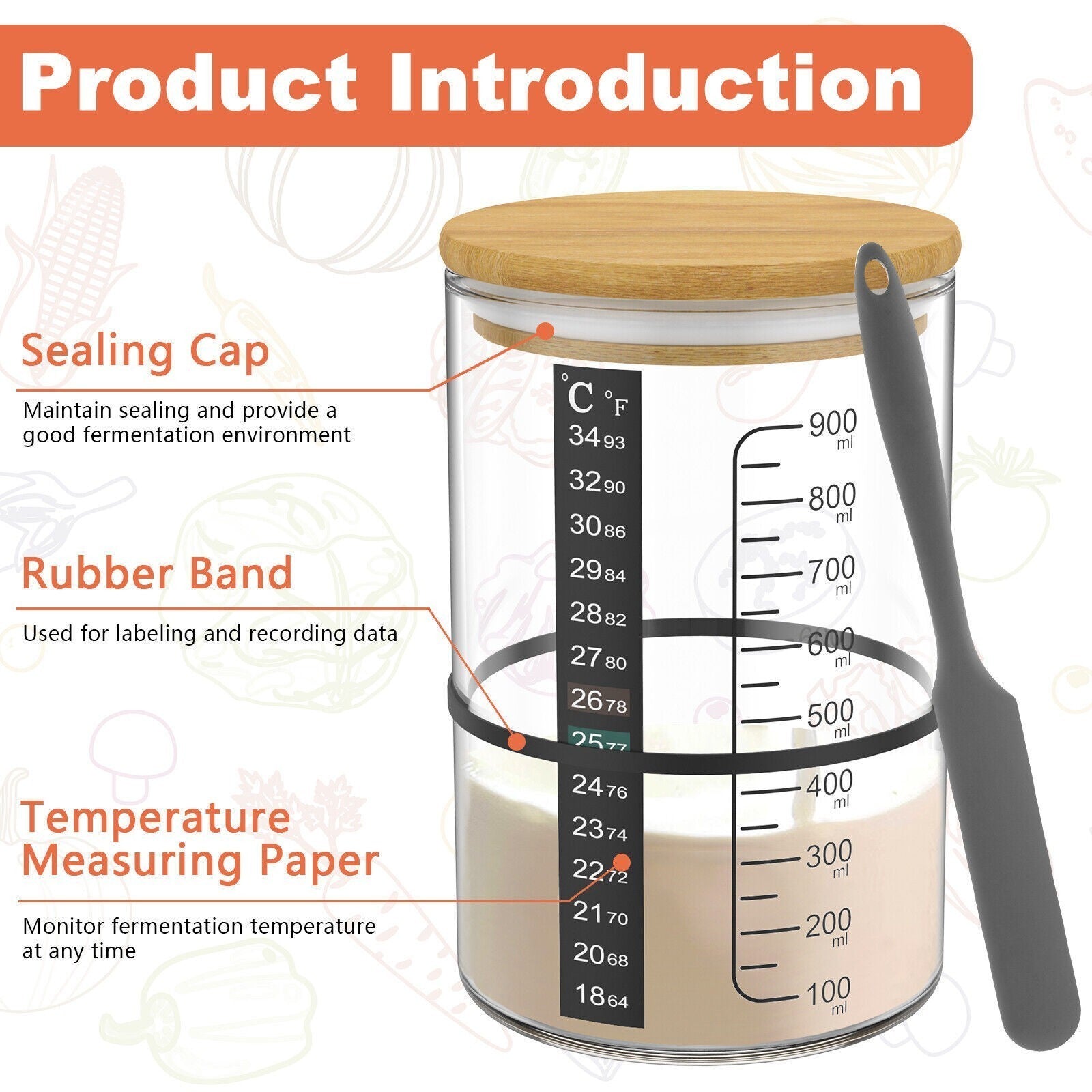 New 9Pcs Sourdough Starter Jar Kit 900ML Large Capacity Sourdough Starter