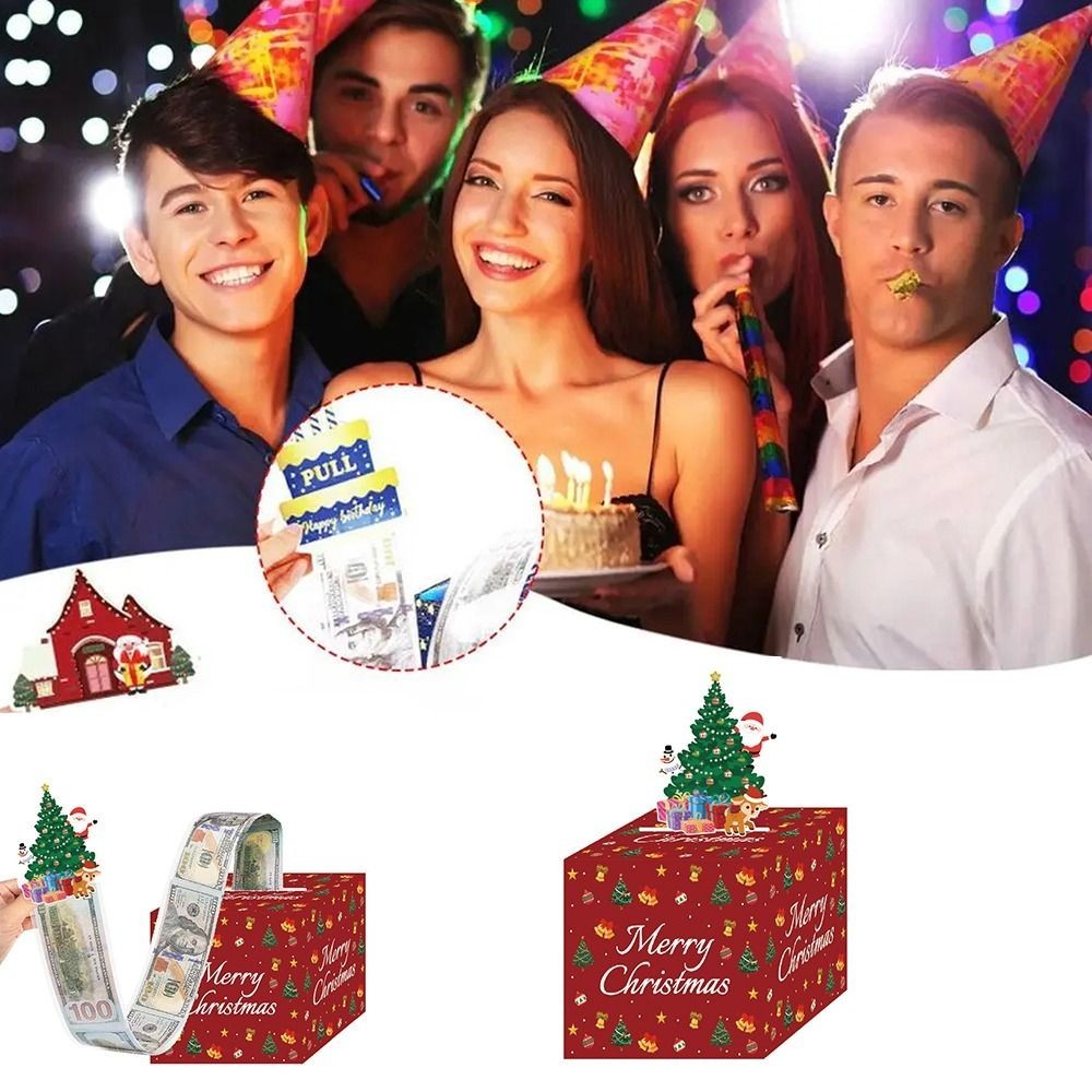 Paper Christmas Cash Box Money Roll Pull Out Cash Gift Box Party ChristmasDecor