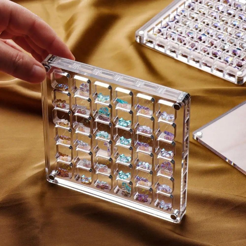 36 Grids Acrylic Magnetic Seashell Display Box Mini Seashell Collection Case