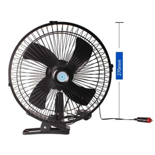 10 Inch 12V Car Electric Fan Adjustable Speed Oscillating Cooling Fans with Clip