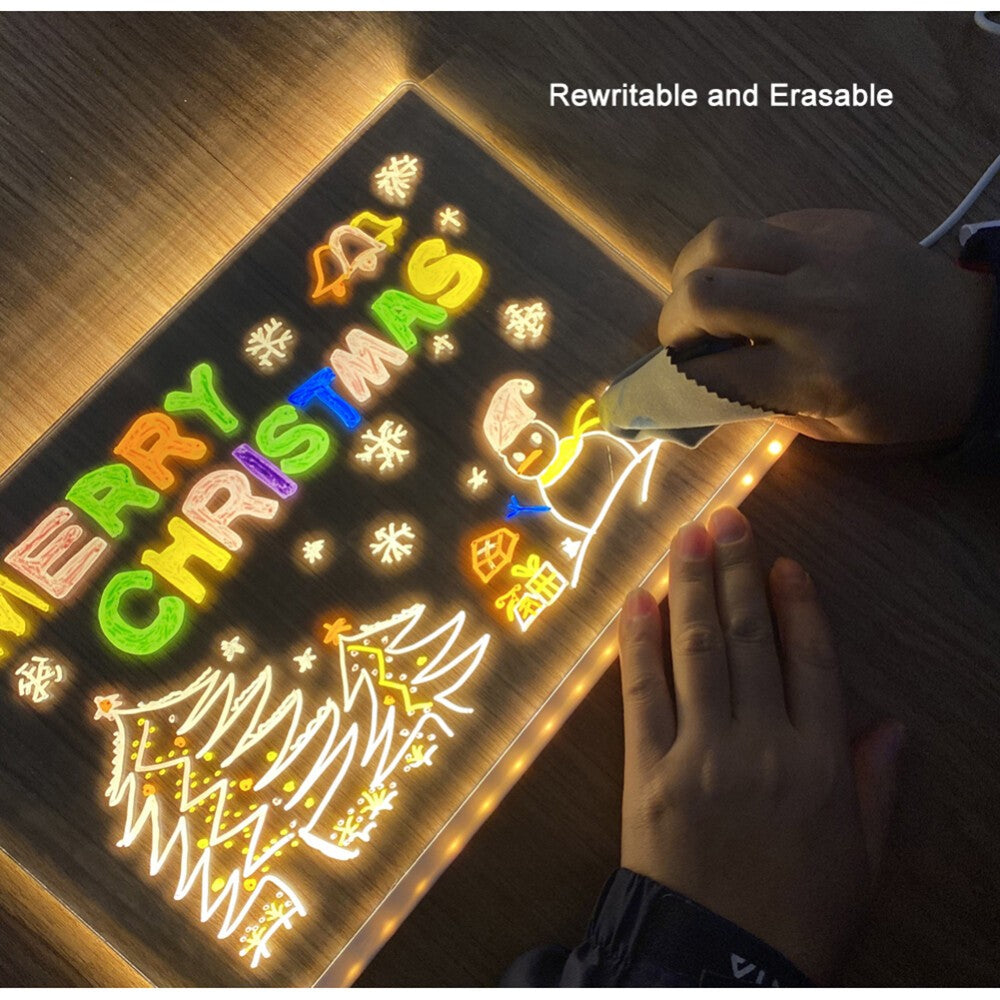 USB LED Night Light Acrylic Message Note Board Lamp Children Gifts Bedroom Decor