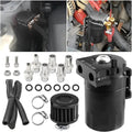 Car Oil Catch Reservoir Breather Can Tank + Filter Kit Cylinder Aluminum Engine