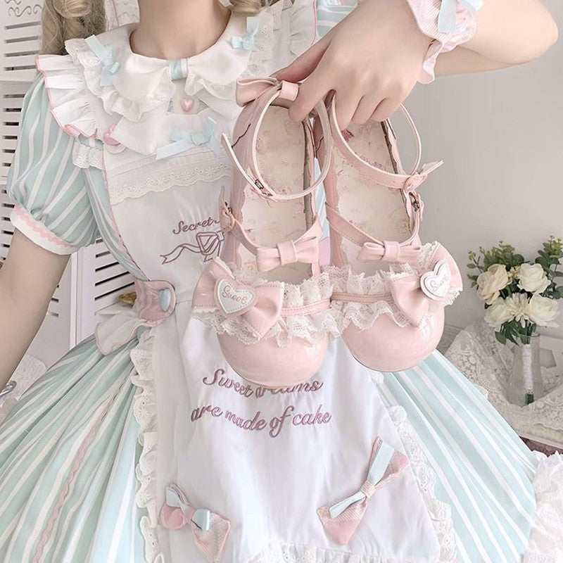 35-40 Sweet Lolita Mary Jane Shoes Cute Round Toe Heel Comfort Casual Non-Slip