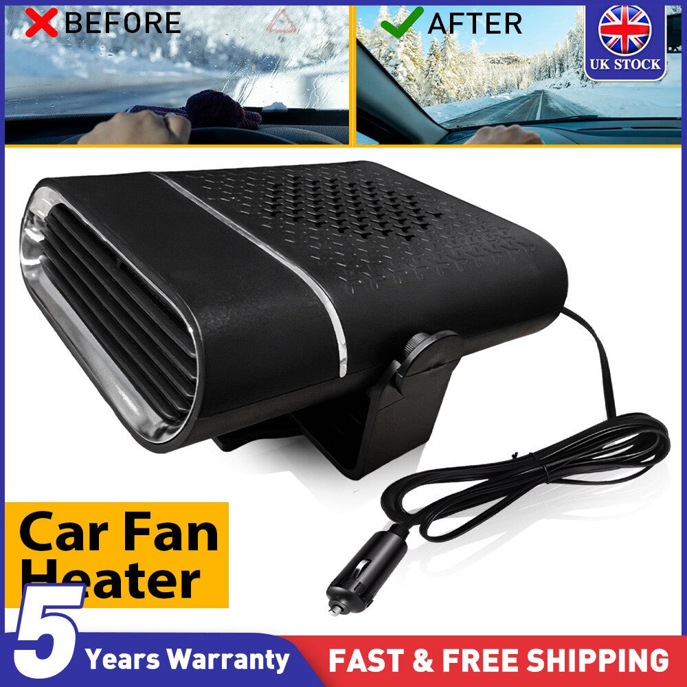 12V 150W Electric Heating Car Van Heater Defogger Demister Cooler Fan Portable