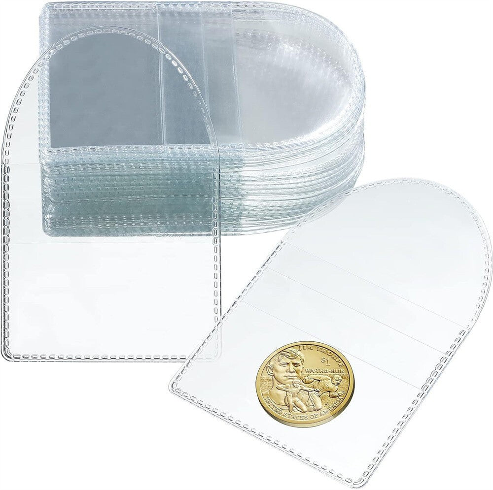 25x Single Pocket Coin Sleeves Holders 2inch Coin Flips Plastic Coin Protector