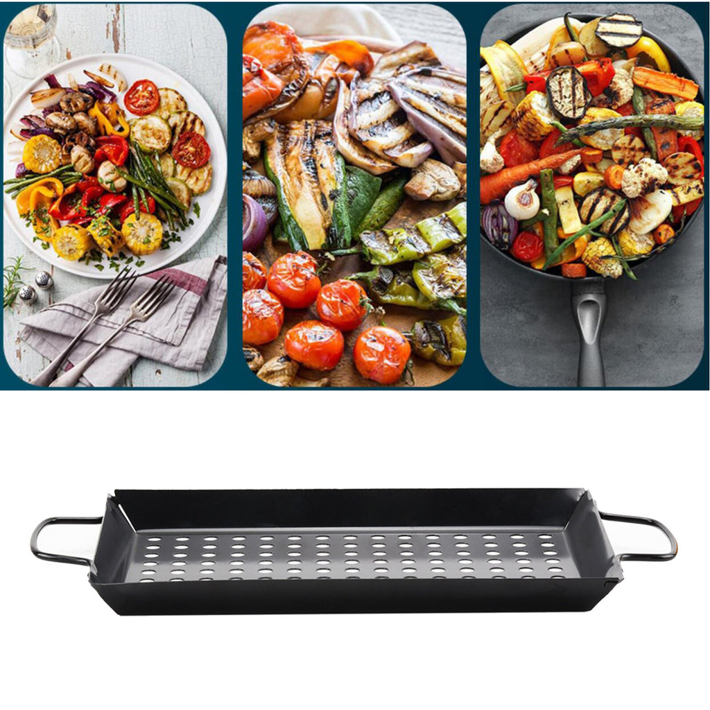 Large Non Stick BBQ Pans Grill Basket Grilling Wok Camping Grill Fish Meat