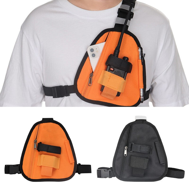 Radio Harness Bag Front Pack Triangle Chest Bag Pouch Walkie Talkie Adjustable