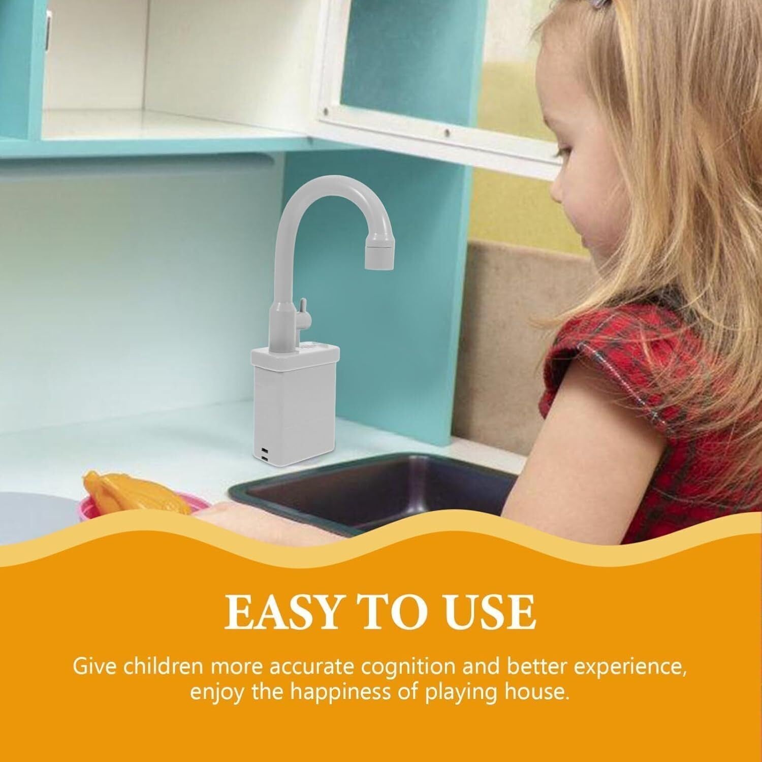 Children's Kitchen Sink Toy With Running Water Faucet Pretend Play Set Kids