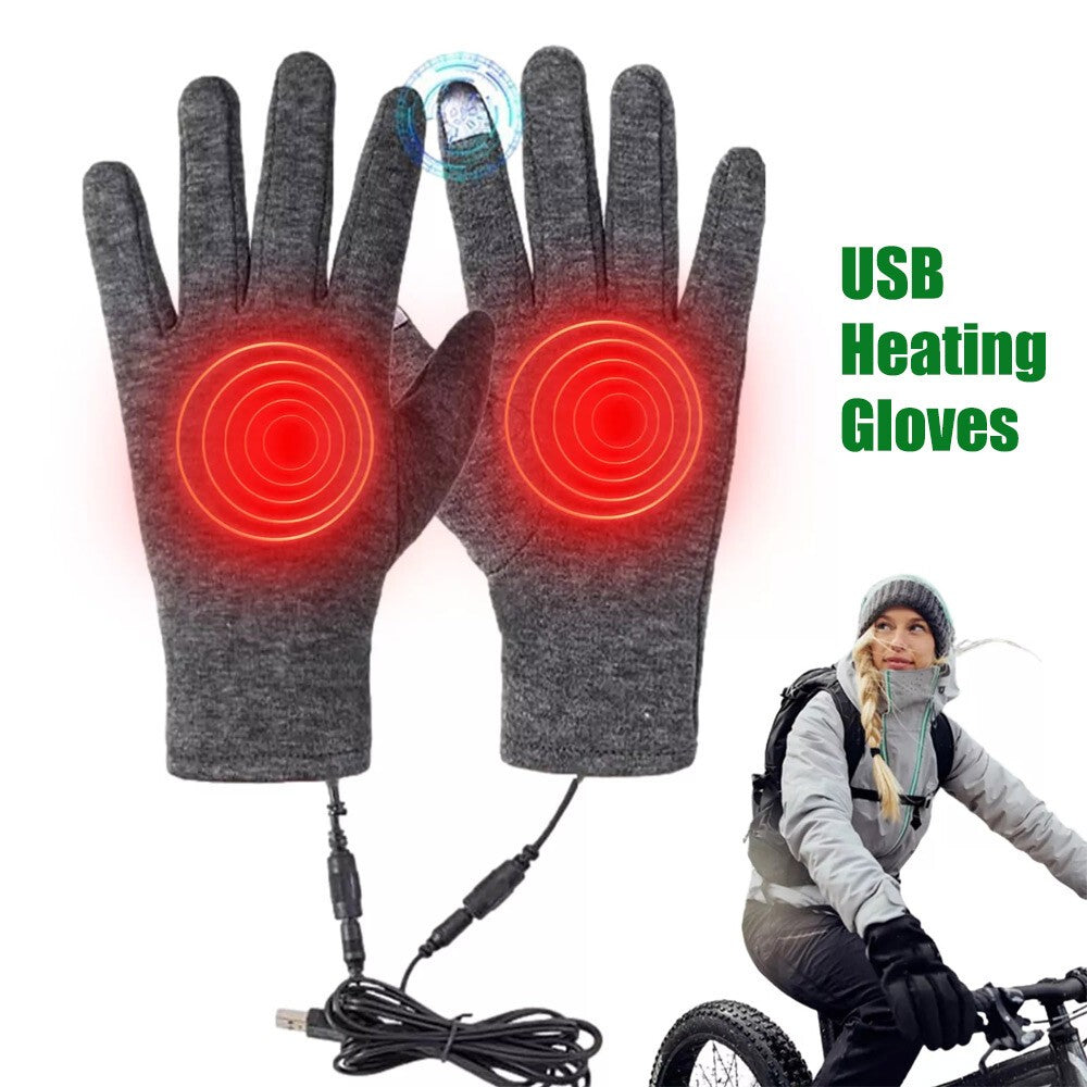 Winter Electric Heated Gloves USB Heating Hand Warm Windproof Thermal Gloves UK