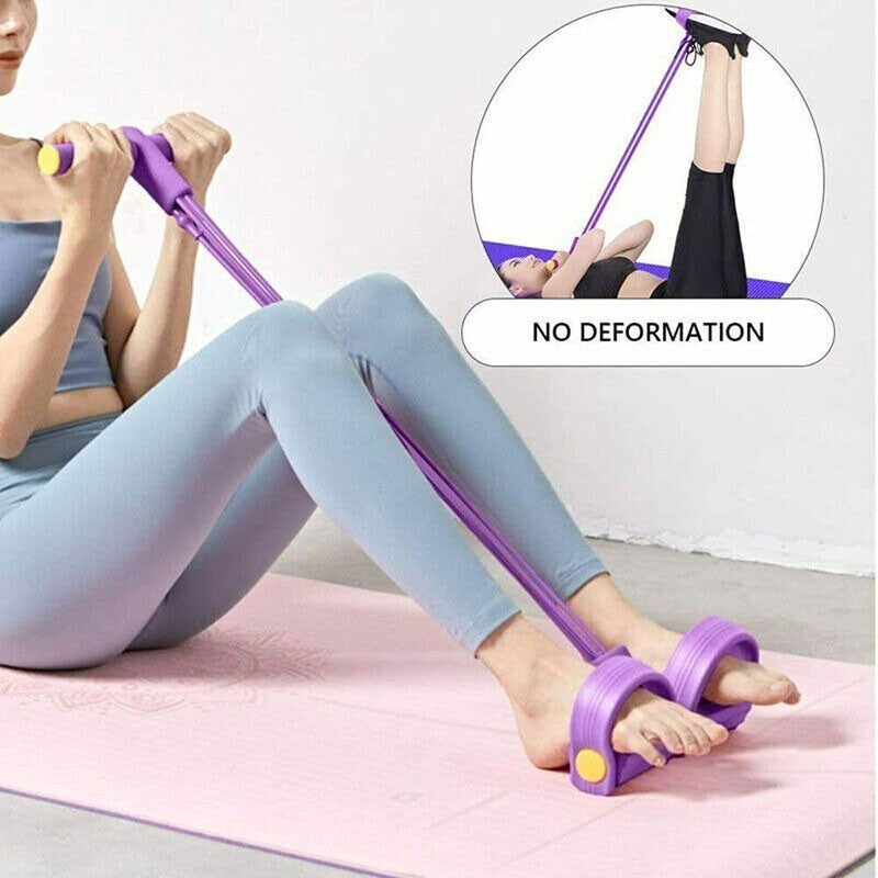 4 Tube Tension Rope Puller Pedal Ankle Exerciser Abdominal Fitness Sport