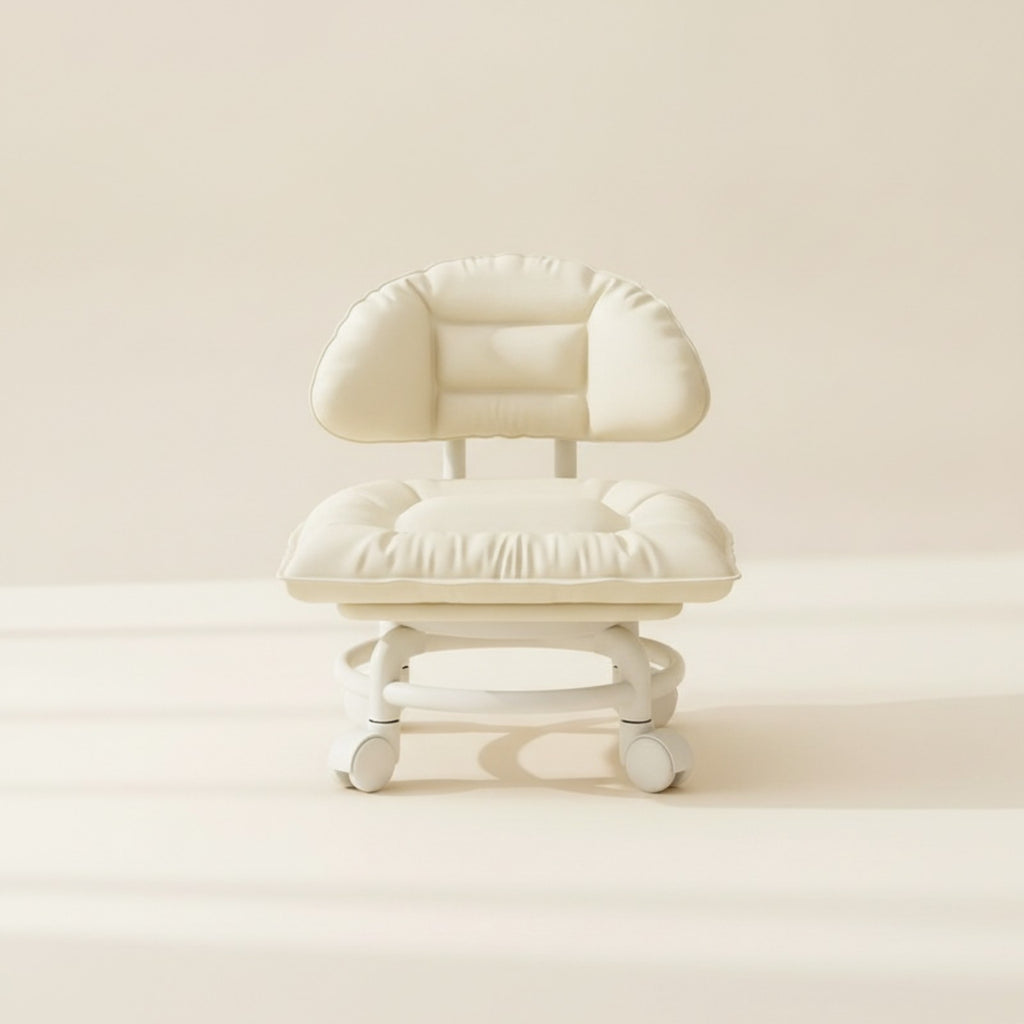 Rolling Stool with Backrest Low-Height Mobile Chair with Cushion Comfortable