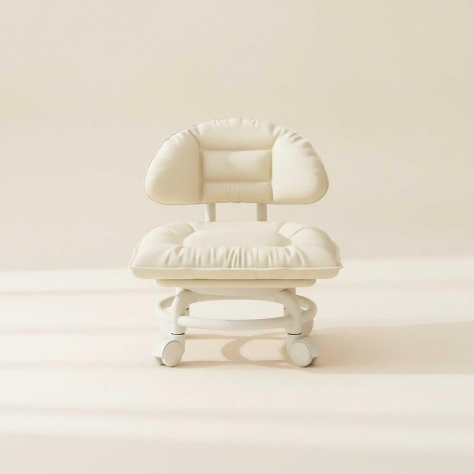 Rolling Stool with Backrest Low-Height Mobile Chair with Cushion Comfortable