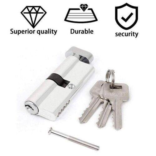 Euro Barrel Thumb Turn Cylinder Lock Set, 3 Keys for UPVC Doors