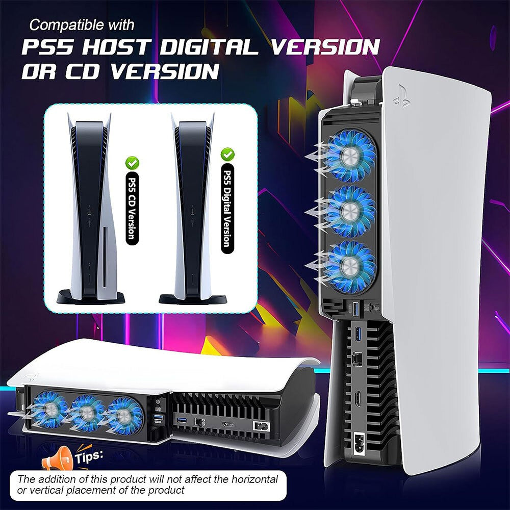 LED Turbo Cooling Fan for PS5 PlayStation 5 Console, 2 speed, USB 3.0 UK Seller