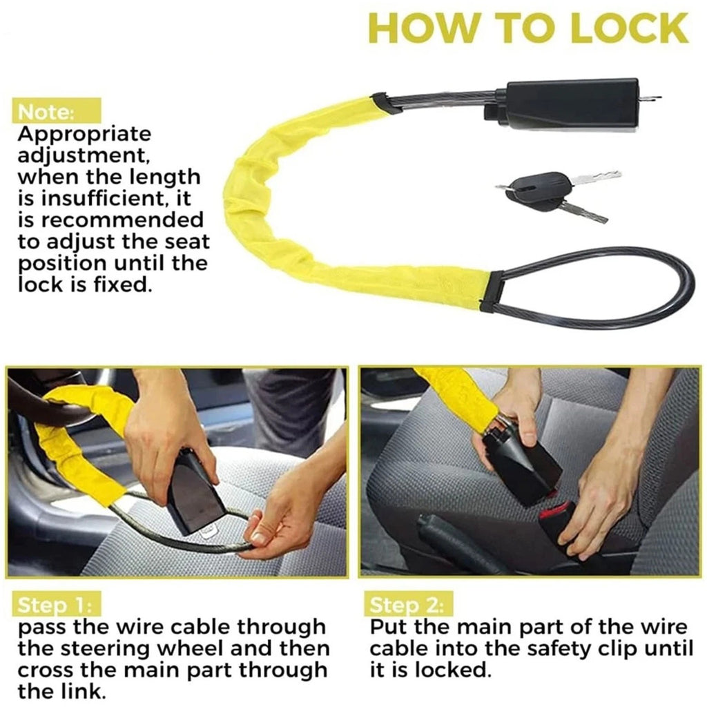 Seat Belt Lock Steering Wheel Lock Car Security Anti-Theft Device Accessory Keys