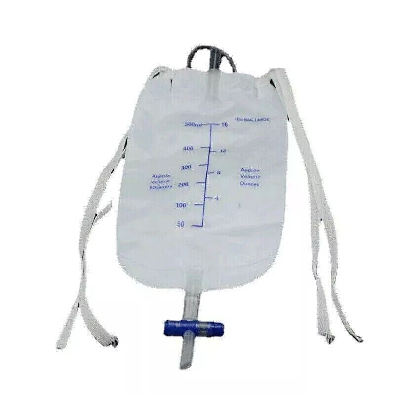 5 Pack 500ml Urine Catheter Leg Bags with Long Lever Tap Valve Complete Kit