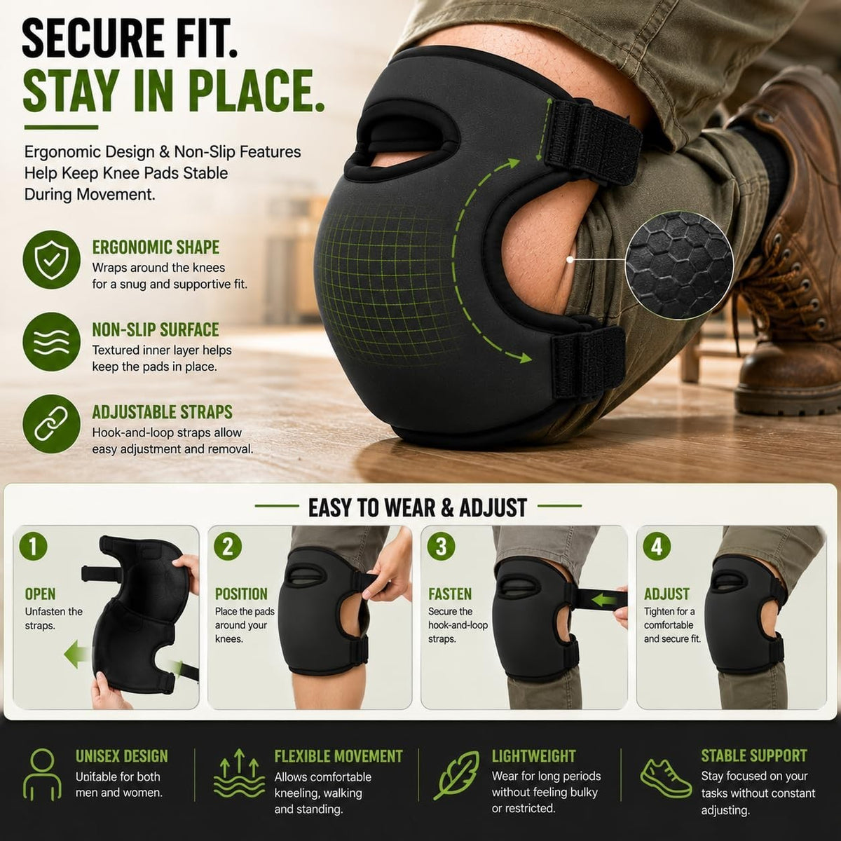 1 Pair Garden Knee Pads Sponge Anti-Slip Waterproof Knee Mat Pad for Gardening